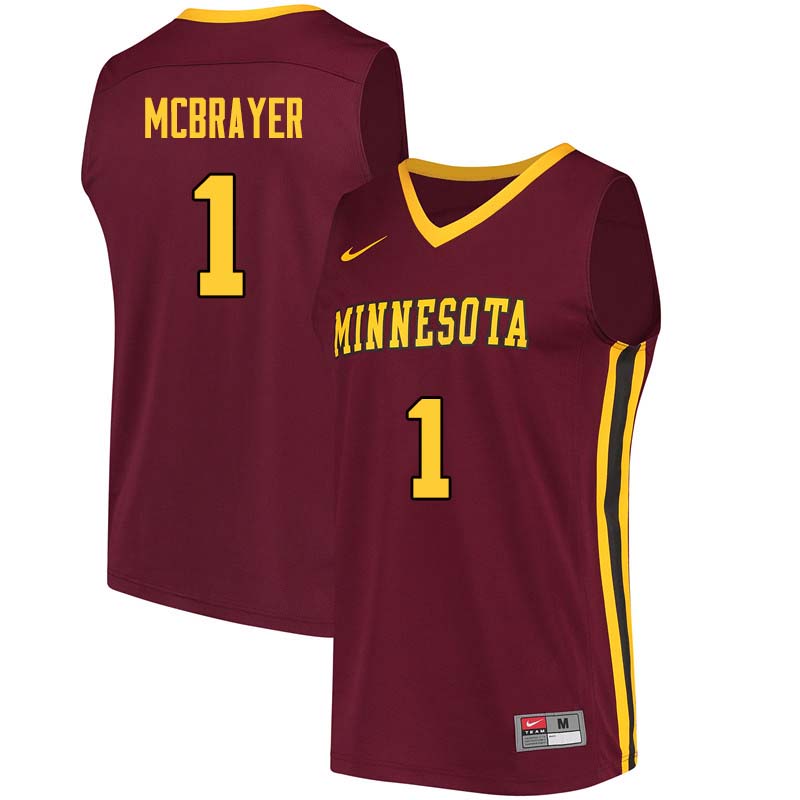 Men #1 Dupree McBrayer Minnesota Golden Gophers College Basketball Jerseys Sale-Maroon